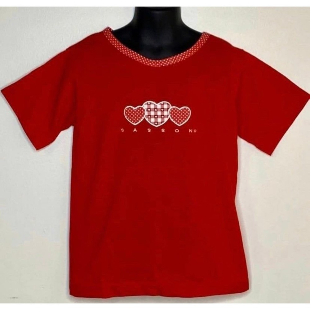 Vintage 1990s Sasson Embroidered‎ Heart T-Shirt